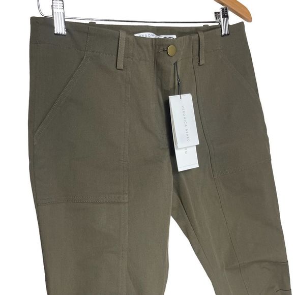 Veronica Beard Army Green Field Cargo Pants Size 6 Cuffed Cropped Patch Pockets - Picture 5 of 11